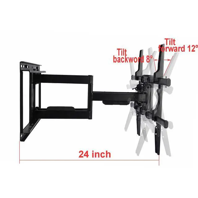 Alt view image 5 of 7 - 24 inch Extension Full Motion Swivel Articulating TV Wall Mount Bracket for Most 40"-90" LED LCD OLED UHD Plasma Flat Screen TV with VESA 684x400,600x400,400x400,200x200mm MW480B BCL