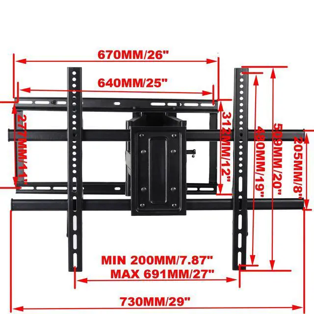 Alt view image 6 of 7 - 24 inch Extension Full Motion Swivel Articulating TV Wall Mount Bracket for Most 40"-90" LED LCD OLED UHD Plasma Flat Screen TV with VESA 684x400,600x400,400x400,200x200mm MW480B BCL