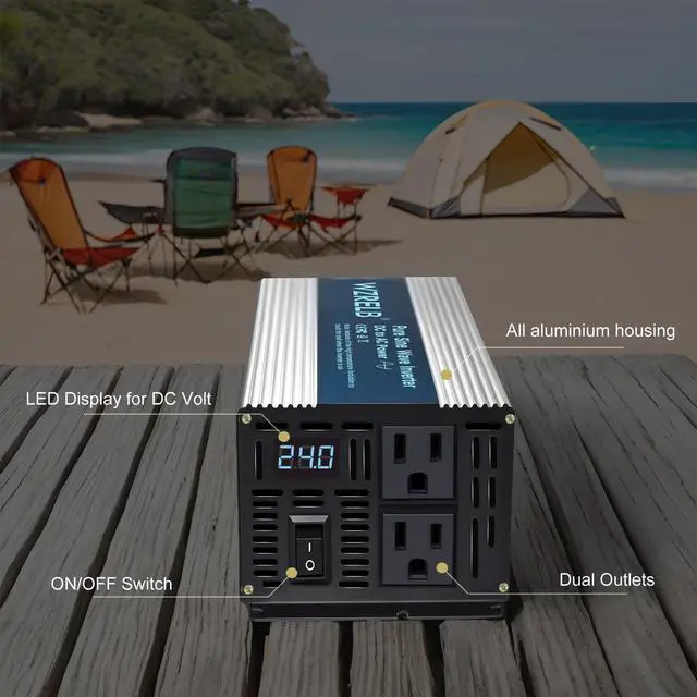 Alt view image 2 of 6 - 1000W Pure Sine Wave Inverter 48V DC to 110V 120V AC,Car Power Inverter with Dual AC Outlets, LED Display,Off-Grid Portable Power Converter for Home, RV, Truck, Camping