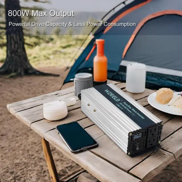 Alt view image 4 of 6 - 1000W Pure Sine Wave Inverter 48V DC to 110V 120V AC,Car Power Inverter with Dual AC Outlets, LED Display,Off-Grid Portable Power Converter for Home, RV, Truck, Camping