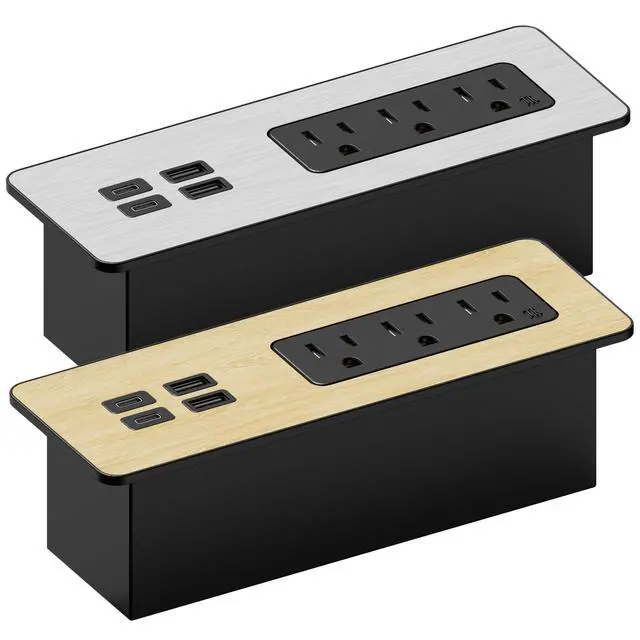 Alt view image 2 of 7 - PD 65W Recessed Power Strips, Flush Mount Power Outlet with 2 USB-C Ports,Fast Charging Station,Conference Surge Protector Recessed Outlets,6Ft Extension Cord,Office/Home Furniture Mountable (2-Pack)