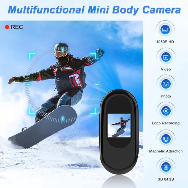 Alt view image 2 of 7 - Mini Body Camera 1080P HD Thumb POV Wearable Action Body Cam Hand Free Vlogging Cameras Worn Small Camcorder with Magnetic Clip for Travel Cycling Pet Walk Vlog