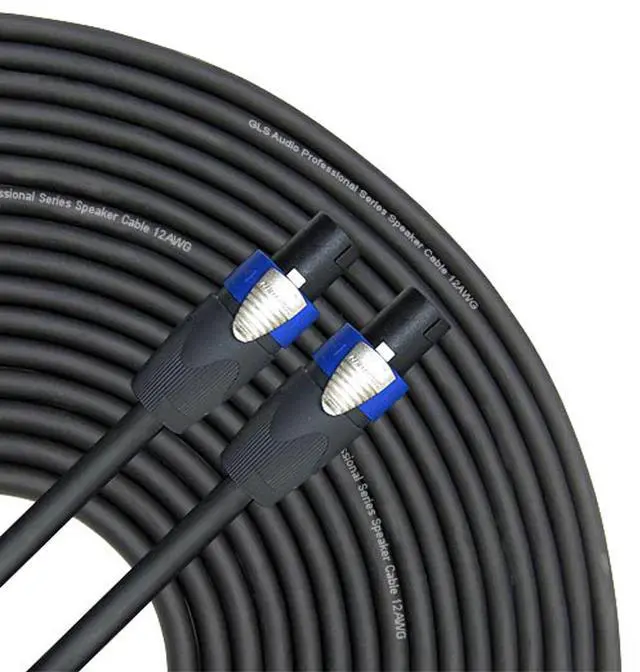 Main image of 50 feet Speaker Cable 12AWG Patch Cords - 50 Ft Speakon to Speakon Professional Cables Black Neutrik NL4FX (NL4FC) 12 Gauge Wire - Pro 50' Speak-on Cord 12G - Single