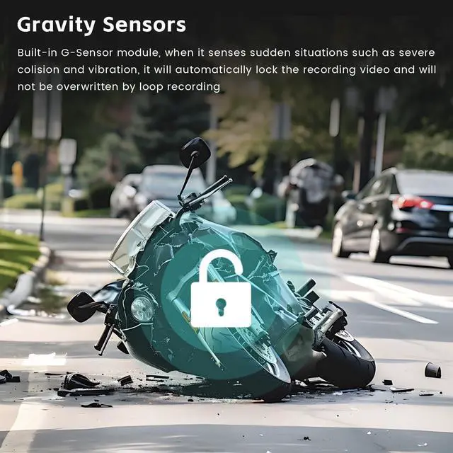 Alt view image 3 of 7 - Motorcycle Dash Cam with Dual Front and Rear Cameras, Fits All Motorcycles | 3.0" Screen Motorcycle Camera with 64GB TF Card, IP67 Waterproof, G-Sensor, Loop Recording, 24/7 Parking Mode