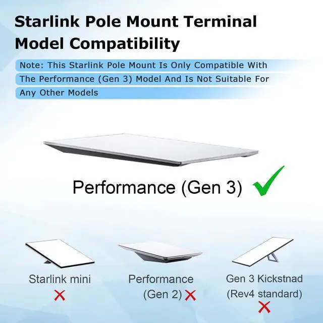Alt view image 4 of 6 - Starlink Performance Gen 3 Pipe Adapter, Starlink Performance Pole Mount | Stainless Steel, for 35-62mm Metal Pipes, Easy Install, Heavy Duty, Durable for Extreme Climates