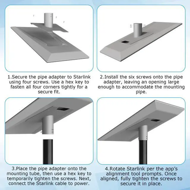 Alt view image 6 of 6 - Starlink Performance Gen 3 Pipe Adapter, Starlink Performance Pole Mount | Stainless Steel, for 35-62mm Metal Pipes, Easy Install, Heavy Duty, Durable for Extreme Climates