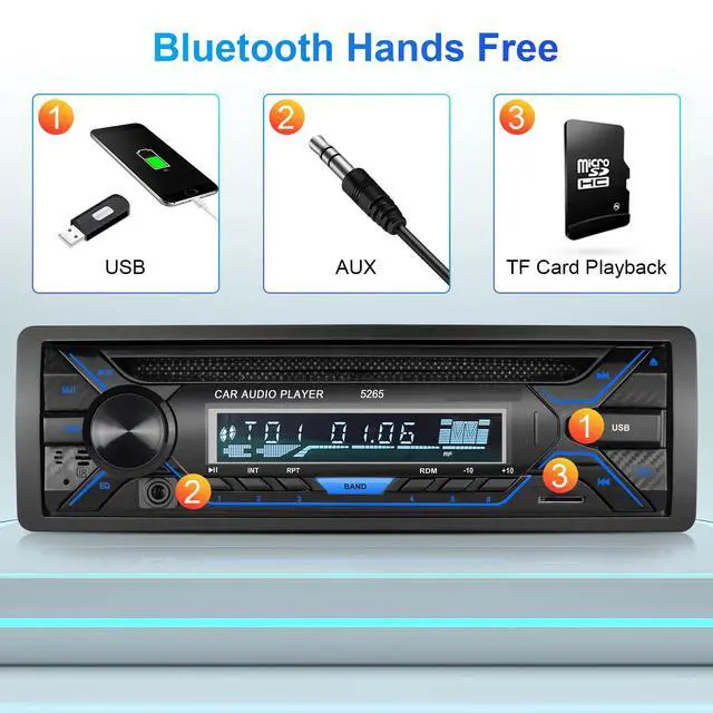 Alt view image 3 of 7 - Single Din Bluetooth Car Stereo with CD DVD Player, Single Din Radio with Bluetooth AM/FM AUX/USB/SD Card Playback