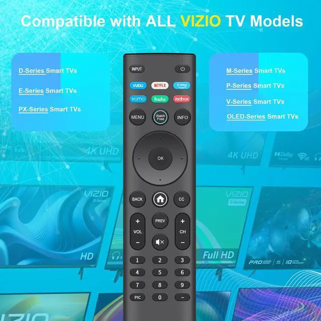 Alt view image 2 of 7 - Pack of 2 Universal Remote XRT140 for VIZIO Smart TV Remote Replacement | for VIZIO XRT136 XRT260 XRT270 TV Remote Control Compatible with All VIZIO Smartcast D, E, M, P, V, PX Series Smart TVs