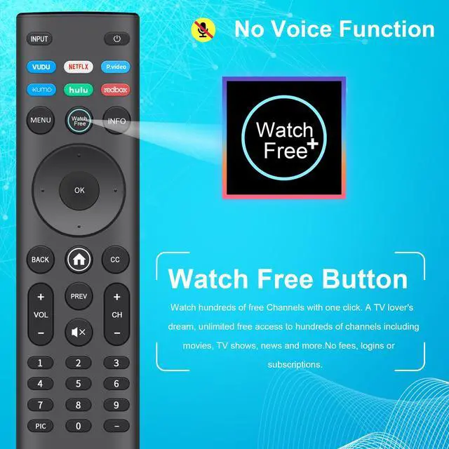Alt view image 5 of 7 - Pack of 2 Universal Remote XRT140 for VIZIO Smart TV Remote Replacement | for VIZIO XRT136 XRT260 XRT270 TV Remote Control Compatible with All VIZIO Smartcast D, E, M, P, V, PX Series Smart TVs