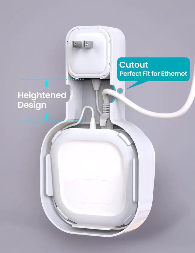 Alt view image 3 of 7 - Wall Mount Holder for eero 6 and eero 6+ Router Mesh Wi-Fi System, No Messy Wires, The Outlet Wall Mount Holder for eero 6 Plus, Stand Bracket for eero 6 Extender Space Saving White