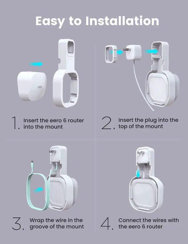 Alt view image 6 of 7 - Wall Mount Holder for eero 6 and eero 6+ Router Mesh Wi-Fi System, No Messy Wires, The Outlet Wall Mount Holder for eero 6 Plus, Stand Bracket for eero 6 Extender Space Saving White