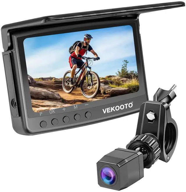 Main image of VB5 Bike Camera Rechargeable Battery 360° Rotation - 5'' HD 1080P Monitor Color Night Vision 3 Mins Easy Installation Handlebar Bicycle Rear View Camera for Mountain Ebike