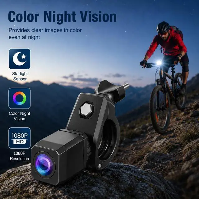 Alt view image 4 of 7 - VB5 Bike Camera Rechargeable Battery 360° Rotation - 5'' HD 1080P Monitor Color Night Vision 3 Mins Easy Installation Handlebar Bicycle Rear View Camera for Mountain Ebike