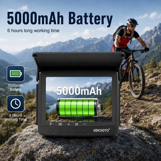 Alt view image 7 of 7 - VB5 Bike Camera Rechargeable Battery 360° Rotation - 5'' HD 1080P Monitor Color Night Vision 3 Mins Easy Installation Handlebar Bicycle Rear View Camera for Mountain Ebike