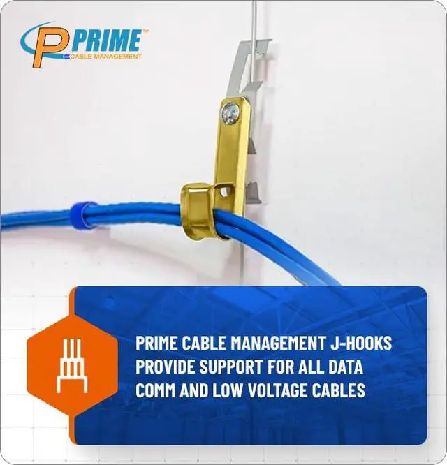 Alt view image 5 of 7 - 3/4" Heavy Duty Metal Batwing J-Hook Cable & Wire Support Hangers with Bat Wing Clip for Attaching Ceiling Wire & Threaded Rod for Cable Management