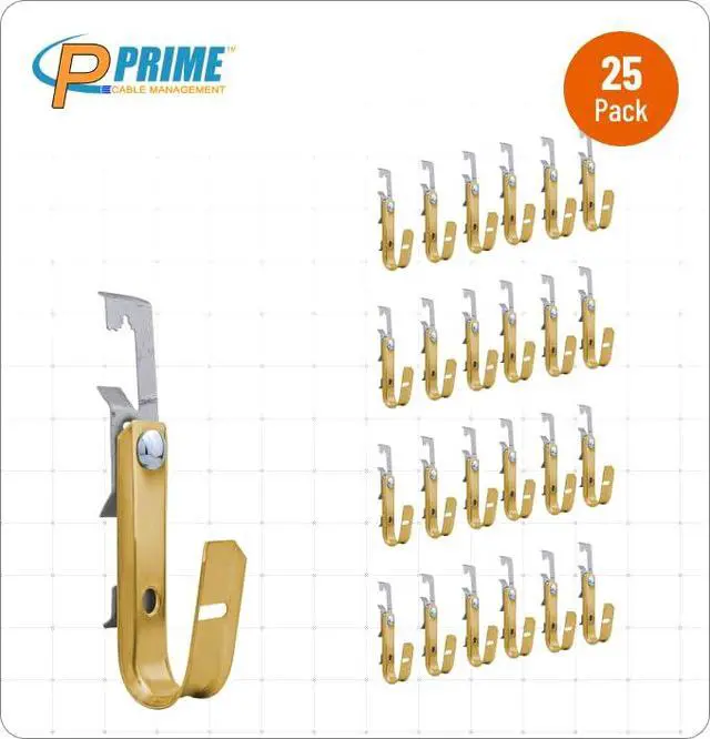 Alt view image 7 of 7 - 3/4" Heavy Duty Metal Batwing J-Hook Cable & Wire Support Hangers with Bat Wing Clip for Attaching Ceiling Wire & Threaded Rod for Cable Management