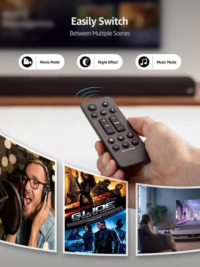 Alt view image 4 of 7 - Universal Soundbar Remote Control Replacement for Polk Audio Signa S1, S2, S3, S4 Ultra-Slim Sound Bar, RE6214-1 RE62141