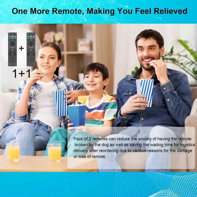 Alt view image 6 of 7 - Pack of 2 Universal Remote XRT140 for VIZIO Smart TV Remote Replacement | for VIZIO XRT136 XRT260 XRT270 TV Remote Control Compatible with All VIZIO Smartcast D, E, M, P, V, PX Series Smart TVs