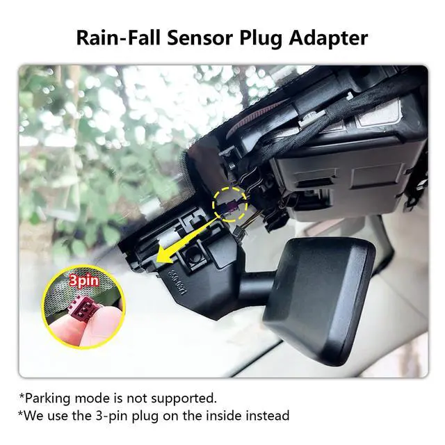 Alt view image 2 of 7 - Dash Cam Power Adapter for BMW with 3-Pin Rain Sensor Hidden Cable Kit for GPS Radar Mirror Camera, Plug & Play Only Fits for Vehicles with 3-Pin Rain Sensor Connector