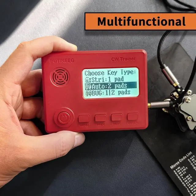 Alt view image 2 of 5 - Mini CW Trainer Morse Code Trainer with Display, Moore Simo Wales Code Shortwave Radio Telegraph Key Car Key Learning CW Radio for Telegraph Practice with Charging CableRED