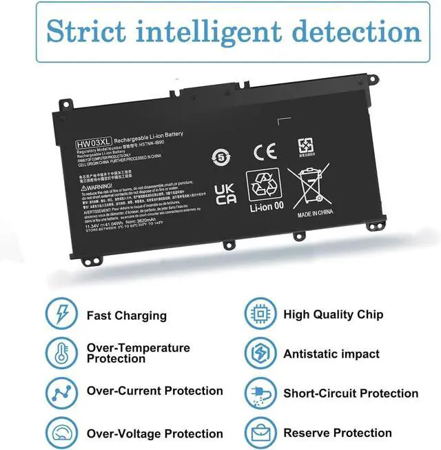 Alt view image 5 of 6 - 41.7Wh L11119-855 HT03XL Battery for HP Pavilion 14 15 17 15-CS 15-DA 15-DB | 15-DW 14-CE 14-CF 14-DF 17-BY 17-CA Series 14M-DH1003DX 15-DA0002DX 15-CS0053CL l11421-423 HTO3XL 11.55V