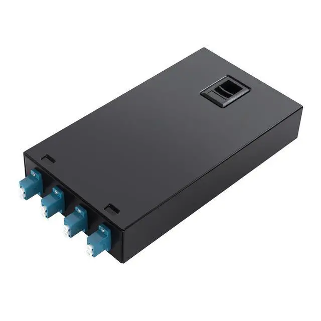 Alt view image 7 of 7 - 4 Port Wallmount Box Fiber Optic Terminal encloure with 8 Strand LC UPC singlemode OS1 Colorful pigtials and 4 pcs Duplex LC Adaptor Loaded