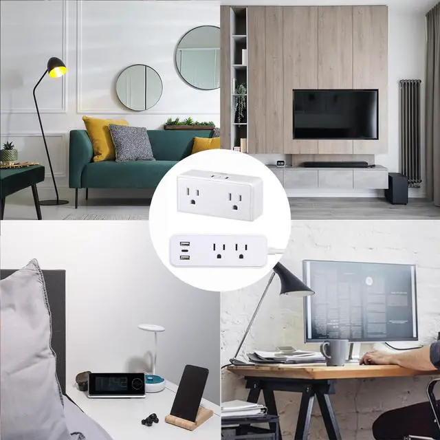 Alt view image 7 of 7 - 2Pack (Wall-Tap & Power Strip) with 6ft Power Cord, Compact Charging Hub with 2-Port USB-A & 1-Port USB-C Chargers, 3-Prong, for Home, Office, Hotel, DC3S-1122-DC