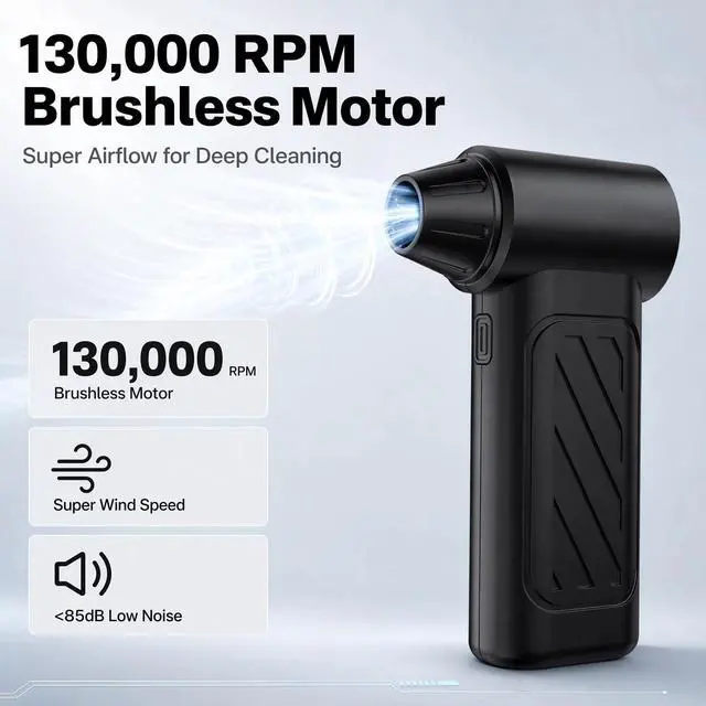 Alt view image 2 of 7 - Compressed Air Duster,130000RPM, Brushless Motor, Portable Mini | Super Power Air Blower, High Speed Electric Air Duster, 5000mAh Rechargeable,Portable 3-Gear, Powerful Efficient