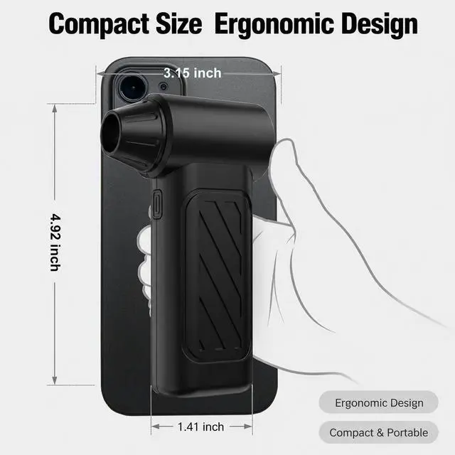 Alt view image 4 of 7 - Compressed Air Duster,130000RPM, Brushless Motor, Portable Mini | Super Power Air Blower, High Speed Electric Air Duster, 5000mAh Rechargeable,Portable 3-Gear, Powerful Efficient