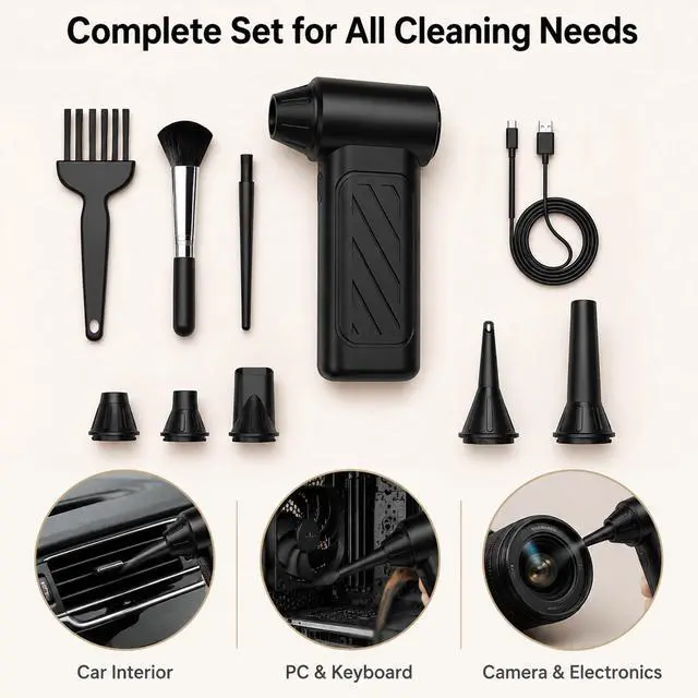 Alt view image 5 of 7 - Compressed Air Duster,130000RPM, Brushless Motor, Portable Mini | Super Power Air Blower, High Speed Electric Air Duster, 5000mAh Rechargeable,Portable 3-Gear, Powerful Efficient