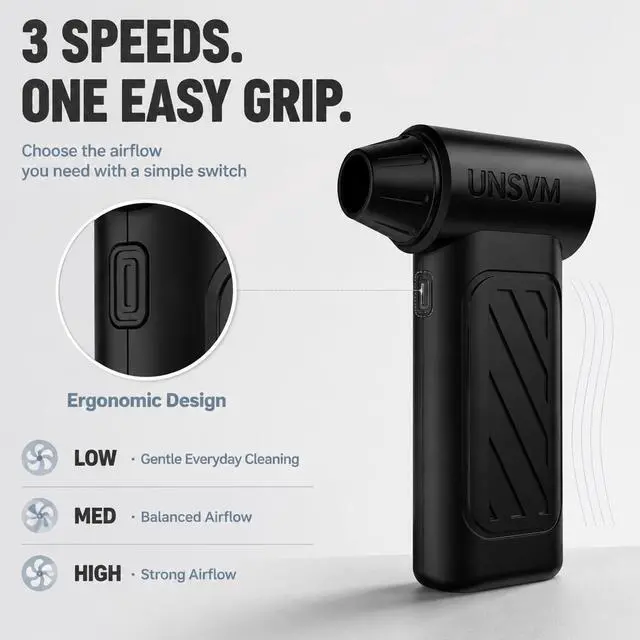 Alt view image 6 of 7 - Compressed Air Duster,130000RPM, Brushless Motor, Portable Mini | Super Power Air Blower, High Speed Electric Air Duster, 5000mAh Rechargeable,Portable 3-Gear, Powerful Efficient