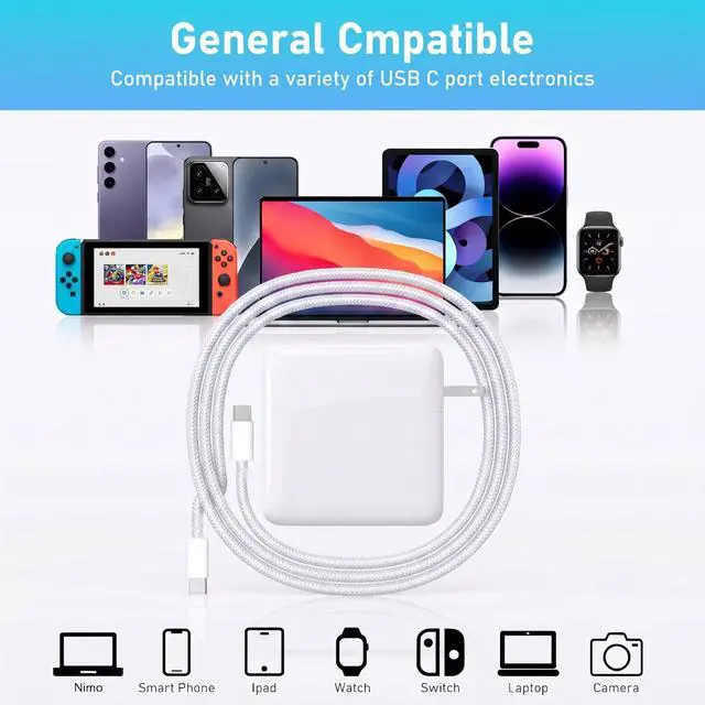 Alt view image 3 of 7 - 65W Type C for NIMO Laptop Computer Charger Replacement Power Cord | Compatible with Nimo 15.6" 17.3" N171 N171S N151 N151S N152 N153 N154 PD Fast Power Supply