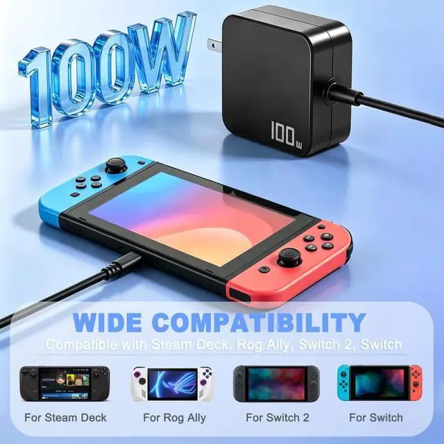 Alt view image 3 of 7 - 100W USB C Fast Charger Compatible with Steam Deck, Switch 2 Power Cord | 5FT Type C PD 3.0 Fast Charging Compatible with T-Mobile 5G Internet Gateway Charger - Arcadyan KVD21 Adapter