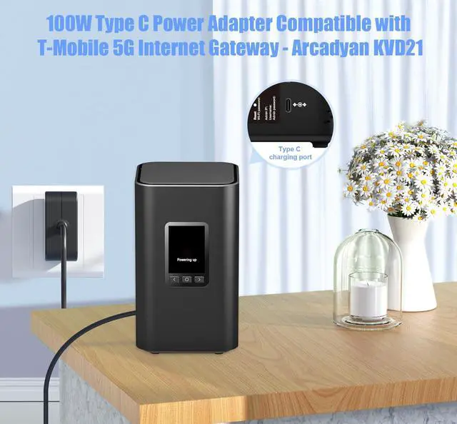 Alt view image 4 of 7 - 100W USB C Fast Charger Compatible with Steam Deck, Switch 2 Power Cord | 5FT Type C PD 3.0 Fast Charging Compatible with T-Mobile 5G Internet Gateway Charger - Arcadyan KVD21 Adapter