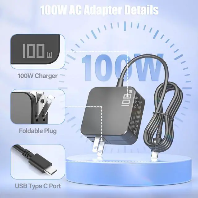 Alt view image 6 of 7 - 100W USB C Fast Charger Compatible with Steam Deck, Switch 2 Power Cord | 5FT Type C PD 3.0 Fast Charging Compatible with T-Mobile 5G Internet Gateway Charger - Arcadyan KVD21 Adapter