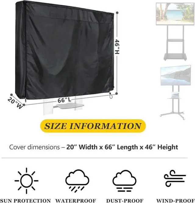 Alt view image 2 of 7 - Mobile Outdoor TV Stand Cover 66L × 20W × 46H Inches For 60-72 Inches Mobile TV Stand Cart Waterproof Weatherproof And Dust-Proof TV Screen Protectors