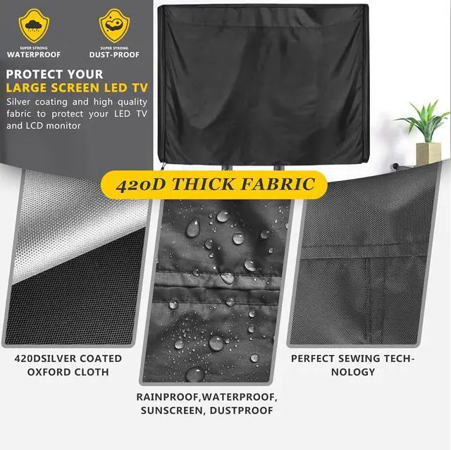 Alt view image 4 of 7 - Mobile Outdoor TV Stand Cover 66L × 20W × 46H Inches For 60-72 Inches Mobile TV Stand Cart Waterproof Weatherproof And Dust-Proof TV Screen Protectors