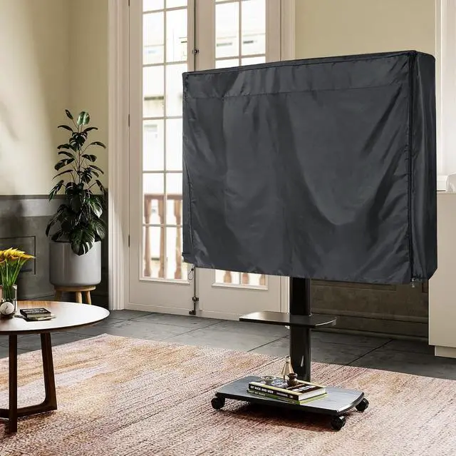Alt view image 6 of 7 - Mobile Outdoor TV Stand Cover 66L × 20W × 46H Inches For 60-72 Inches Mobile TV Stand Cart Waterproof Weatherproof And Dust-Proof TV Screen Protectors