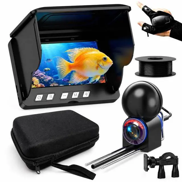 Main image of Underwater Fishing Camera with 4.3" HD LCD Monitor, IR Night Vision Fish Finder Camera, 590" Cable, Flashlight Gloves & Carrying Case, Portable for Ice, Lake, Boat & Kayak Fishing