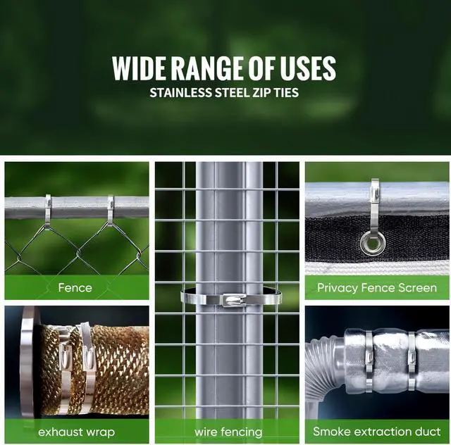 Alt view image 6 of 7 - 304 Stainless Steel Cable Ties, 200 Pack 11.8 Inch Metal Zip Ties | Self-Locking Metal Fasteners with Up to 198 lb Strength, -170°F to 1000°F Range for Fence Repair, Automotive and Outdoor Proj