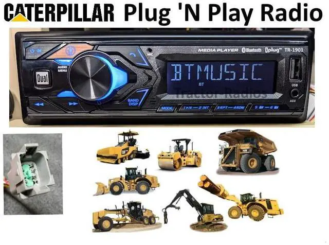 Alt view image 2 of 5 - Caterpillar Plug & Play Tractor Radio Bluetooth Loader Dozer Excavator Cat TR-1901 12v