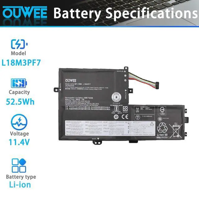 Alt view image 2 of 5 - L18M3PF7 Laptop Battery Compatible with Lenovo ideapad S340-14IML/14API/14IIL/14IWL C340-15IWL/15IIL S340-15IWL/15API/15IIL Flex15IWL Series L18C3PF7 L18L3PF3 L18M3PF6 L18C3PF6 L18L3PF2 52.5Wh