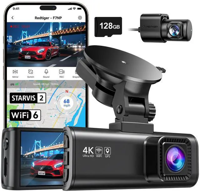 Main image of F7NP Dash Cam & Acc Hardwire Kit, 4K Starvis 2 Dash Camera for Cars with Built-in GPS WiFi and Included Memory Card