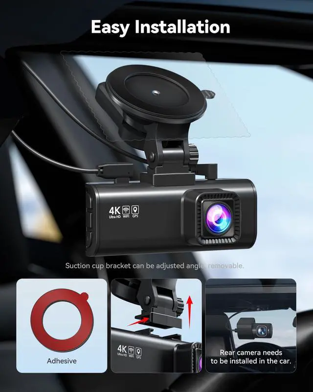 Alt view image 2 of 3 - F7NP Dash Cam & Acc Hardwire Kit, 4K Starvis 2 Dash Camera for Cars with Built-in GPS WiFi and Included Memory Card