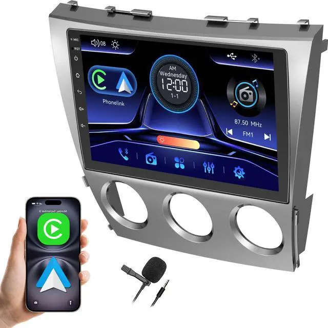 Main image of Car Radio Stereo for Toyota Camry 2006-2011 with Manual AC (Without JBL Sound System), Support Wireless Carplay/Android Auto/Mirrorlink, 10 Inch QLED Touchscreen with Bluetooth,FM Radio