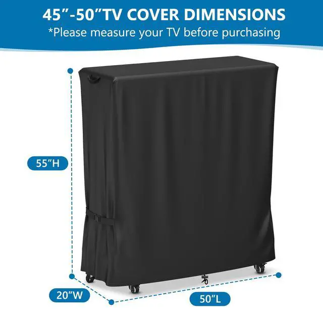 Alt view image 2 of 6 - Outdoor TV Cover 50 Inch Weatherproof, Waterproof Rolling TV Stand Cover with Windproof Buckles,Heavy Duty Oxford Fabric TV Screen Protection Covers for Portable TV Stand On Wheels50"L x 20"W x 55"H