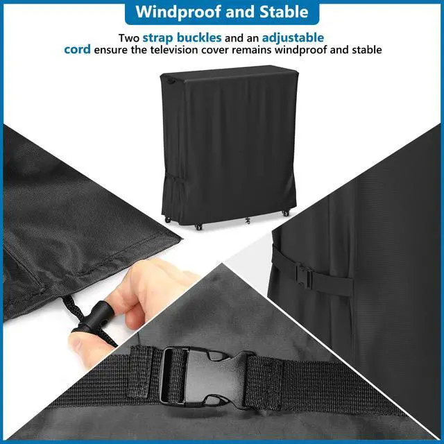 Alt view image 4 of 6 - Outdoor TV Cover 50 Inch Weatherproof, Waterproof Rolling TV Stand Cover with Windproof Buckles,Heavy Duty Oxford Fabric TV Screen Protection Covers for Portable TV Stand On Wheels50"L x 20"W x 55"H