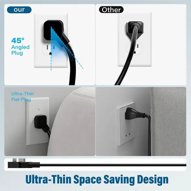 Alt view image 3 of 7 - IPX4 Waterproof Cube Power Strip with USB, Flat Plug Ultra Thin Extension Cord 4 FT, 3 AC Outlets 3 USB-A Ports,1500W Wall Mountable Outlet Extender for Indoor Outdoor Cruise Camping Christmas, ETL