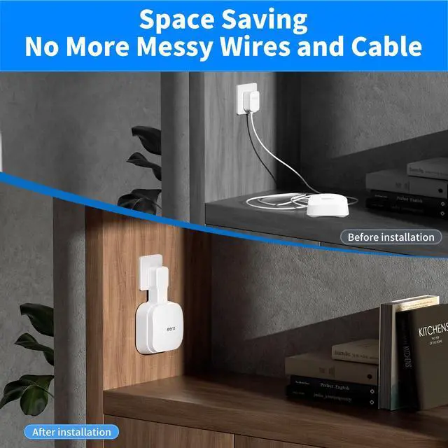 Alt view image 3 of 7 - eero 7 Wall Mount, No Drill Outlet Bracket Holder Only Compatible with eero 7 Dual-Band Mesh Router, Cable Management - Space Saving (1 Pack)