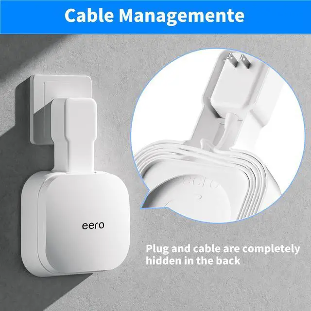Alt view image 5 of 7 - eero 7 Wall Mount, No Drill Outlet Bracket Holder Only Compatible with eero 7 Dual-Band Mesh Router, Cable Management - Space Saving (1 Pack)